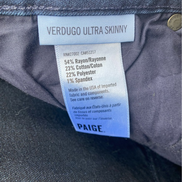 Woman’s Paige Verdugo Ultra Skinny Jeans Size 32 - Picture 8 of 10